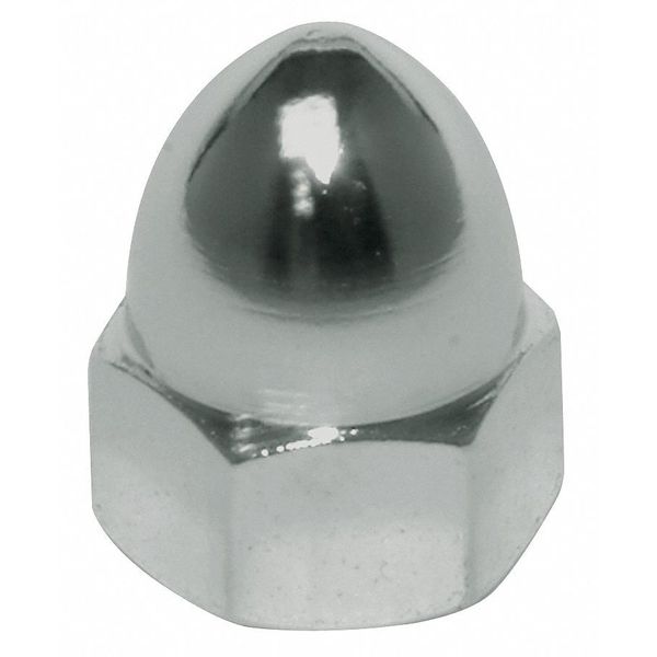 High Crown Cap Nut,  3/8"-16,  Steel,  Zinc Plated,  25/32 in H,  10 PK