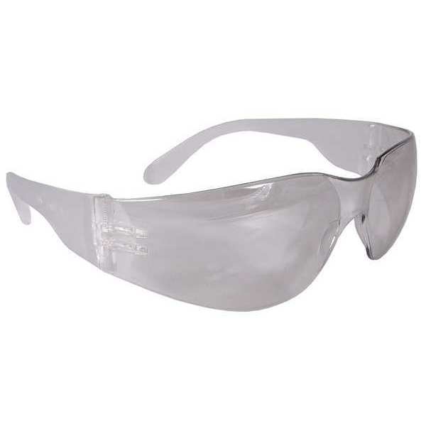 Safety Glasses,  Wraparound Clear Polycarbonate Lens,  Uncoated