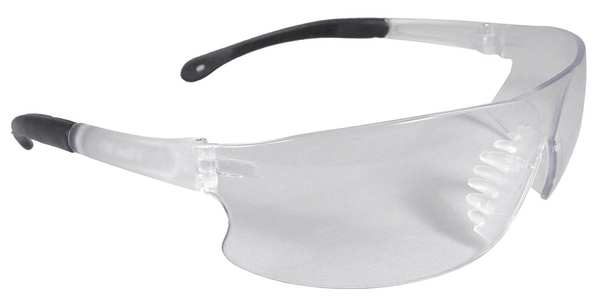 Rad-Sequel Safety Glasses,  Anti-Scratch,  Black Arm,  Wraparound,  Clear Frameless,  Clear Lens