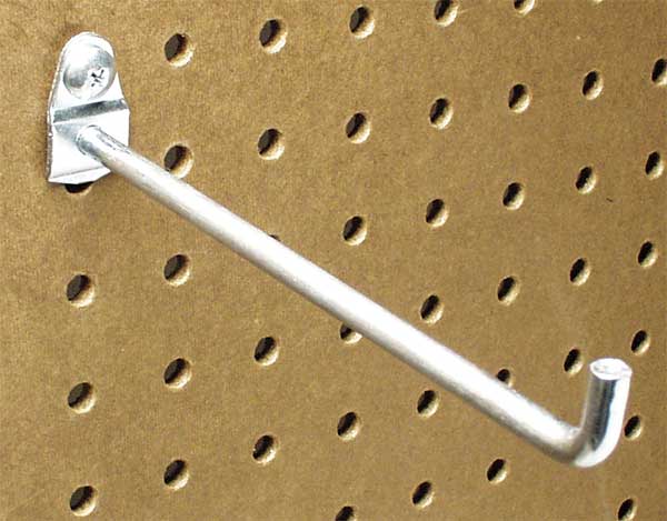 6 In. Single Rod 90 Degree Bend Steel Pegboard Hook for 1/8 In. and 1/4 In. Pegboard 10 Pack