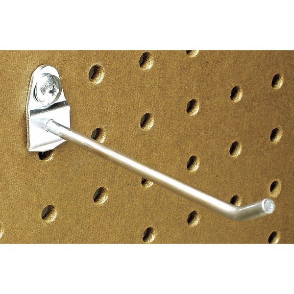 4 In. Single Rod 30 Degree Bend Steel Pegboard Hook for 1/8 In. and 1/4 In. Pegboard 10 Pack