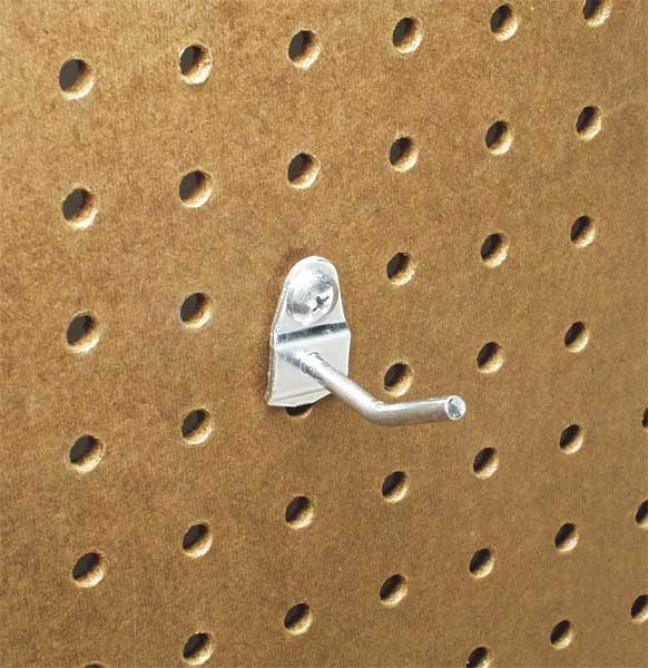 1 In. Single Rod 30 Degree Bend Steel Pegboard Hook for 1/8 In. and 1/4 In. Pegboard 10 Pack
