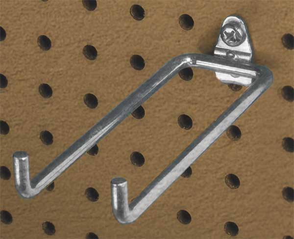 5-3/4 In. Double Rod 80 Degree Bend Steel Pegboard Hook for 1/8 In. and 1/4 In. Pegboard 10 Pack