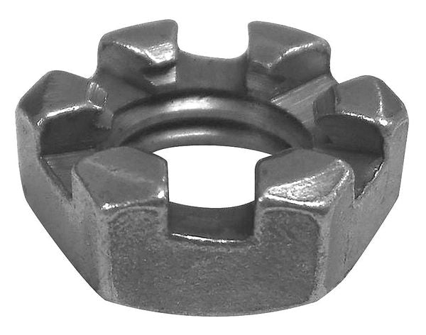 1"-14 Grade 5 Plain Finish Steel Round Slotted Castle Nut,  5 pk.