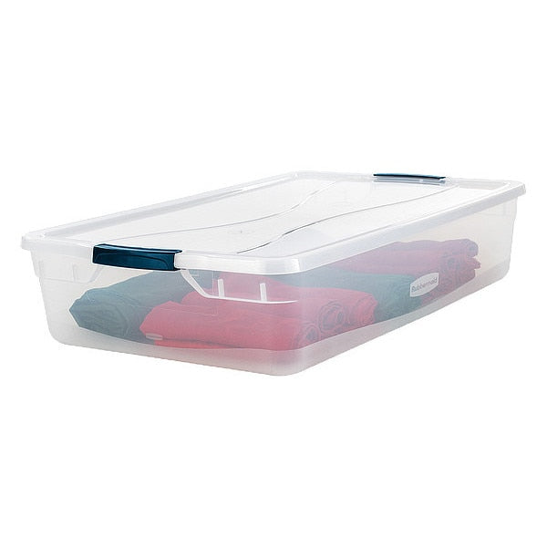 Storage Tote,  Clear,  Plastic,  29 in L,  17 3/4 in W,  6 1/8 in H,  10.25 gal Volume Capacity