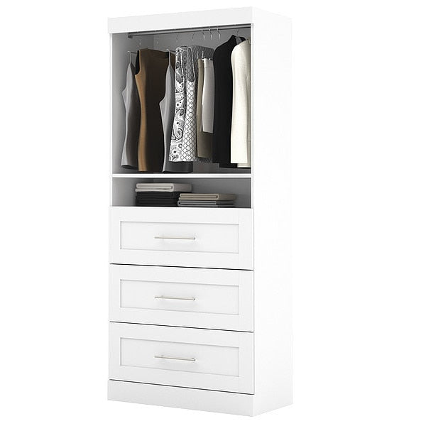 Storage Unit, w/3 Drawer Set, White, 36"