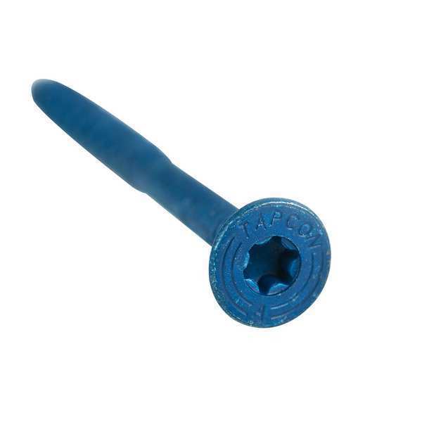Tapcon Masonry Screw,  1/4" Dia.,  Flat,  2 3/4 in L,  Steel Blue Climaseal,  100 PK