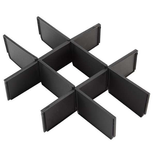 Drawer Divider,  Plastic,  Black,  12 1/2 in L x 16 5/16 in W x 3 in H