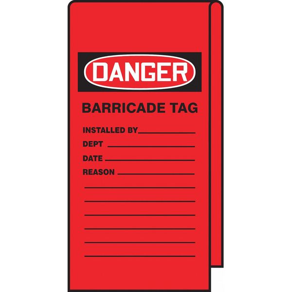 Wrap 'n Stick™ Tags, Danger Barricade, 12x3-1/8in, Vinyl, 25/PK