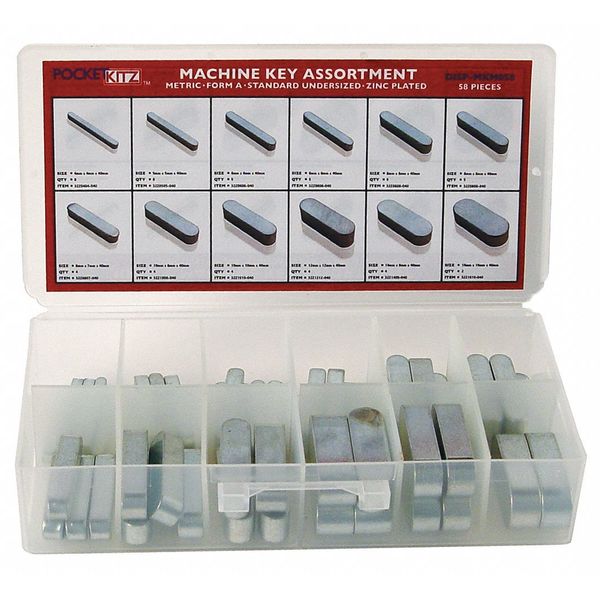 Key Stock Assortment,  Zinc,  58 Pieces