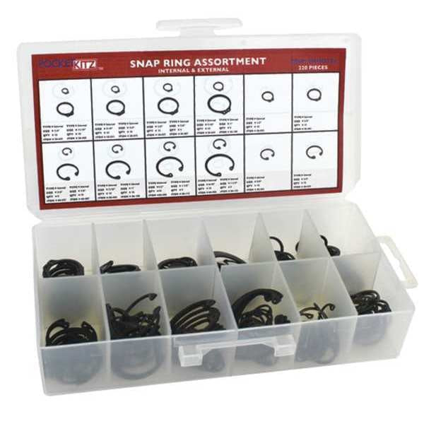 Internal and External Retaining Ring Assortment,  223 Pieces