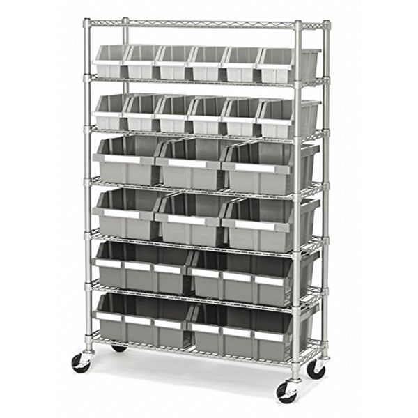 Steel Wire Shelving Rack,  7 Shelves,  Gray