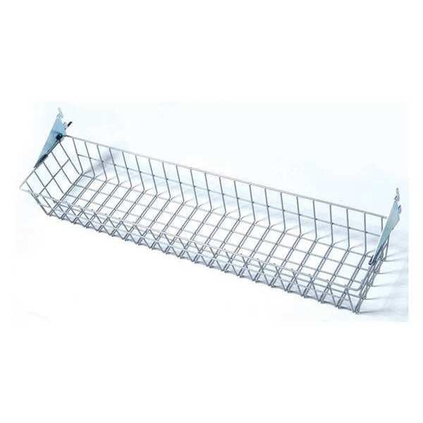31 In. W x 4 In. H x 6-1/2 In. D Gray Epoxy Coated Steel Wire Basket with Lock-On Hanging Brackets