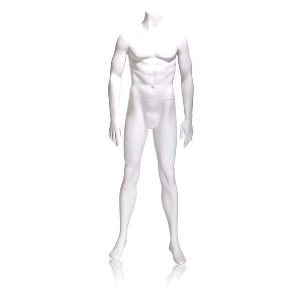 Mondo Mannequins Gene White Male Headless Mannequin, Pose 1 W/ base