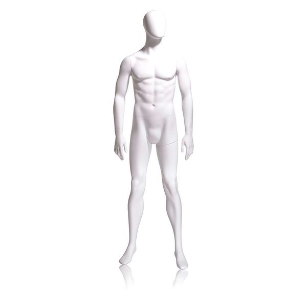 Mondo Mannequins Gene White Male Oval Head Mannequin, Pose 1 W/ base