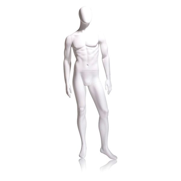 Mondo Mannequins Gene White Male Oval Head Mannequin, Pose 2 W/ base