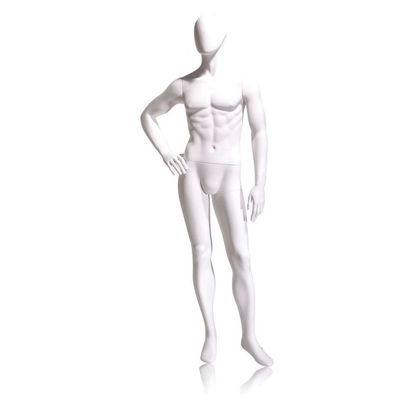 Mondo Mannequins Gene White Male Oval Head Mannequin, Pose 4 W/ base