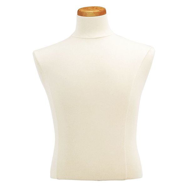 Mondo Mannequins Male Shirt Crème Jersey Covered Torso Form, Neckblock