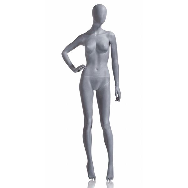 Mondo Mannequins Slate Foundry Grey Female Mannequin, Oval Head, Pose 3
