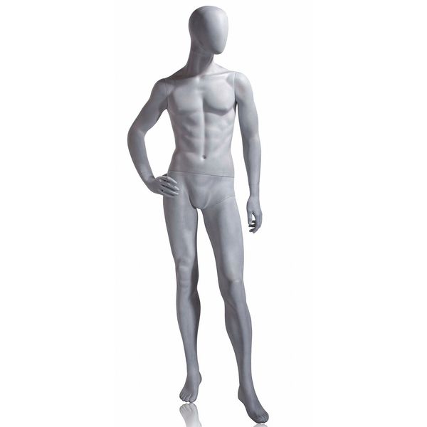 Mondo Mannequins Slate Foundry Grey Male Mannequin, Oval Head, Pose 3