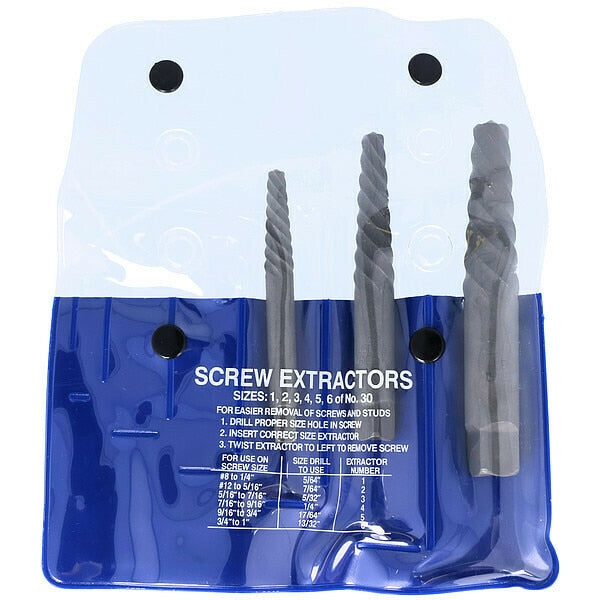Screw Extractor 3pc Set 800 Chicago-Latrobe #4,  #5,  & #6