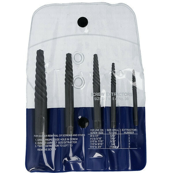 Screw Extractor 5pc Set 1829 Cle-Line #1 - #5