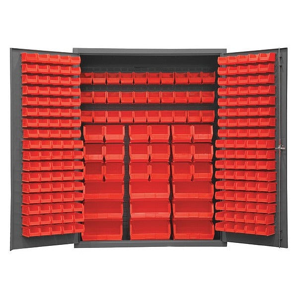 Cabinet,  60"W,  14 gauge steel,  227 red bins