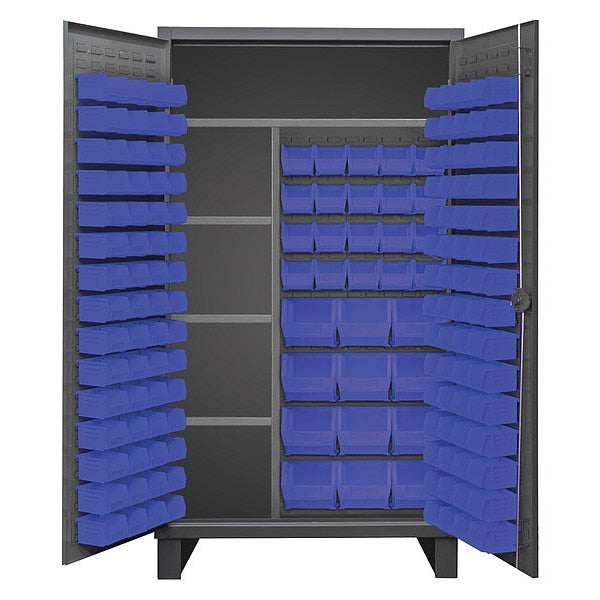 Maintenance Cabinet,  4 shelves,  flush doors,  156 blue bins