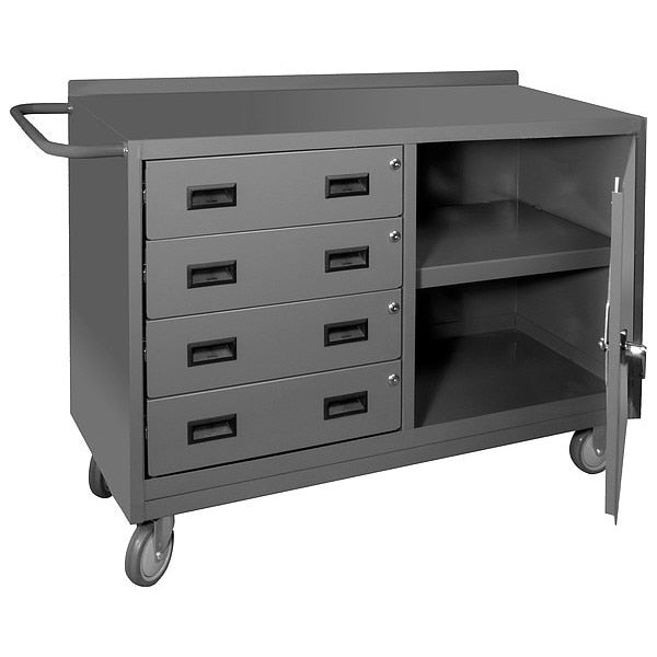 Mobile bench cabinet,  work surface,  storage,  1 shelf,  4 drawer