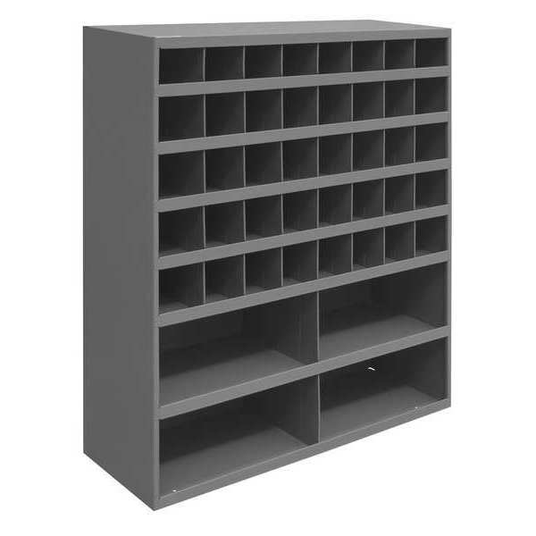 Prime Cold Rolled Steel Pigeonhole Bin Unit,  12 in D x 42 in H x 33 3/4 in W,  7 Shelves,  Gray