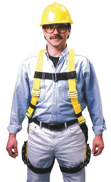 Full Body Harness,  Vest Style,  L/XL,  Polyester,  Yellow