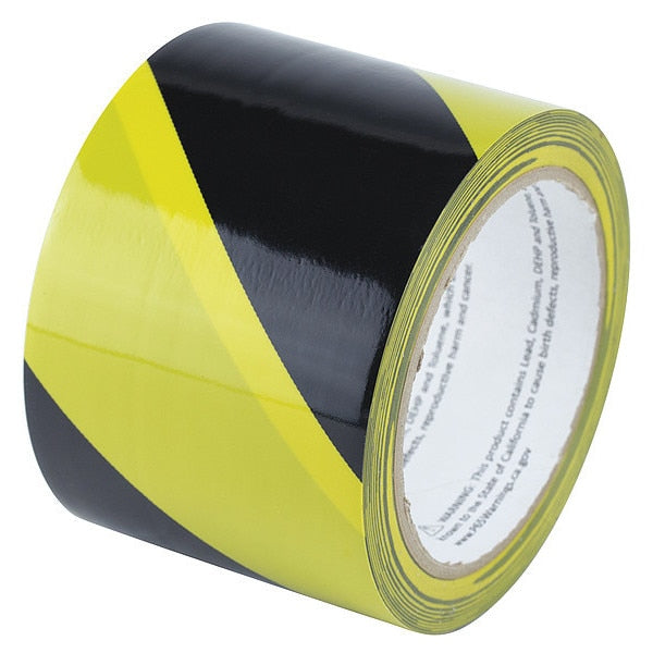 Vinyl Tape, Black/Yellow, 3" dia., 54 ft. L