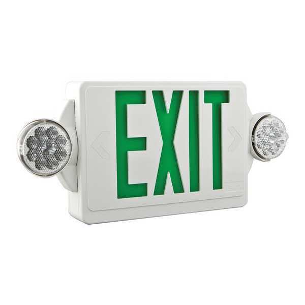 Exit Sign w/Emergency Light, LED, 120/277V