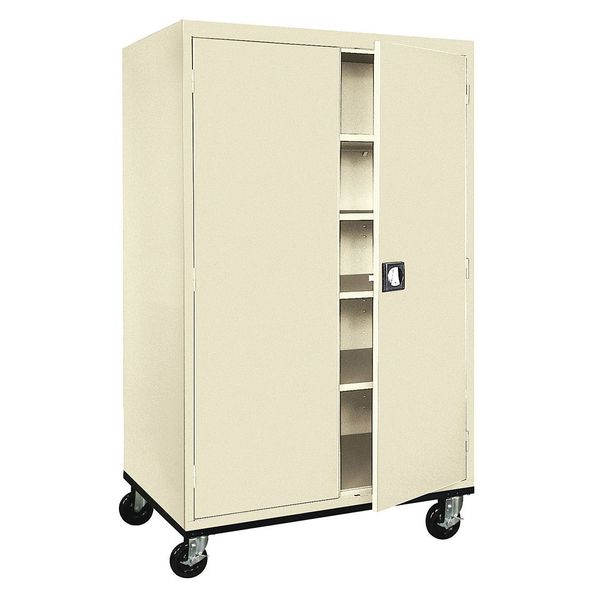 Solid Door Storage Cabinet,  46 in W,  78 in H,  24 in D,  Putty