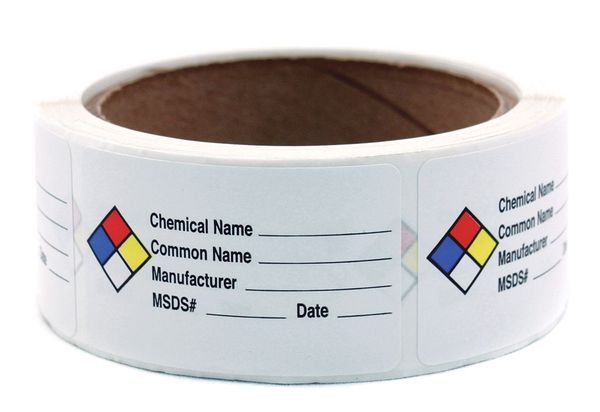 Hazard Chemical Label, Roll, PK250
