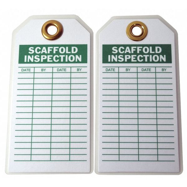 Scaffold Inspection Tag, Grn/Wht, Met, PK10