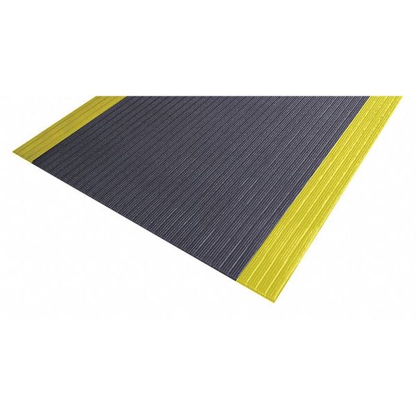 Antifatigue Mat,  Black/Yellow,  5 ft. L x 3 ft. W,  PVC Closed Cell Foam,  Corrugated Surface Pattern
