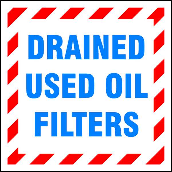 Drum Label, Drained Used Oil, 6x6 in, Paper, 25/PK