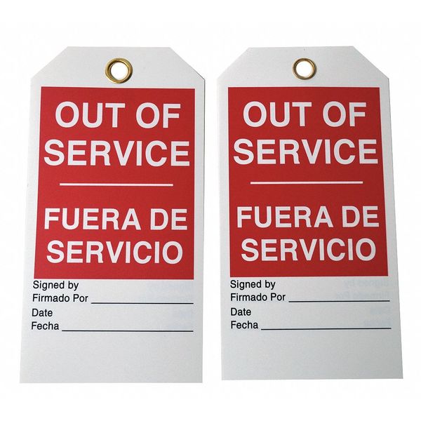 Out Of Svce Bilingual Tag, 3/8 In, PK100