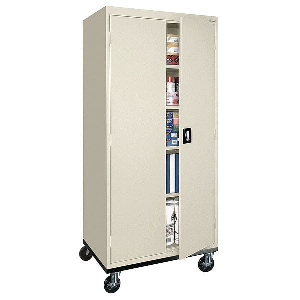 Solid Door Storage Cabinet,  36 in W,  78 in H,  24 in D,  Putty
