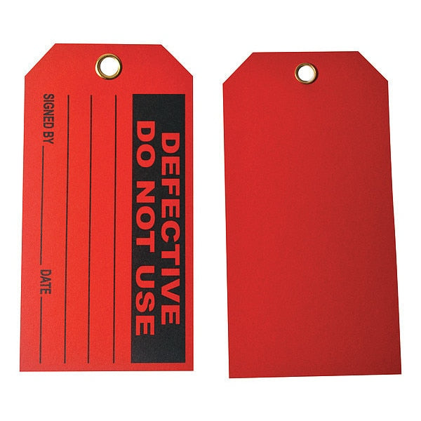 Def Dnu Tag, 3 x 5-3/4 In, Bk/R, Met, PK100