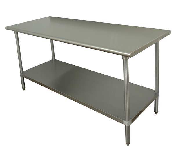 Flat Top Work Tables,  Stainless Steel,  36" W,  35-1/2" Height,  630 lb.,  Straight