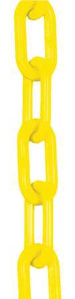 Plastic Chain,  Yellow,  Outdoor or Indoor,  2 in x 100 ft,  Polyethylene,  Gloss Finish