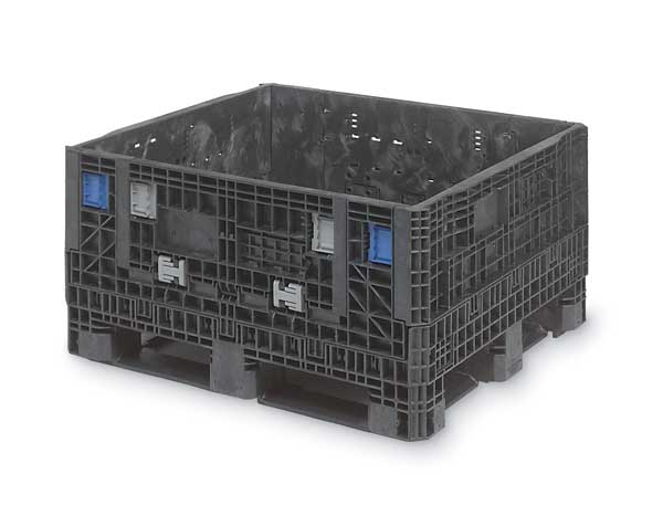 Black Collapsible Bulk Container,  Plastic,  27.9 cu ft Volume Capacity