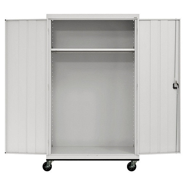Solid Door Storage Cabinet,  46 in W,  72 in H,  24 in D,  Light Gray