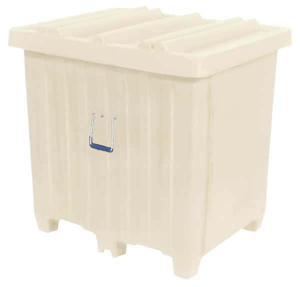 White Ribbed Wall Container,  Plastic,  42 in L,  34 in W,  42 in H,  23 cu ft Volume Capacity