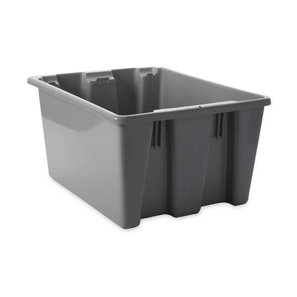 Stack & Nest Bin,  Gray,  Plastic,  19 1/2 in L x 15 1/2 in W x 10 in H,  100 lb Load Capacity