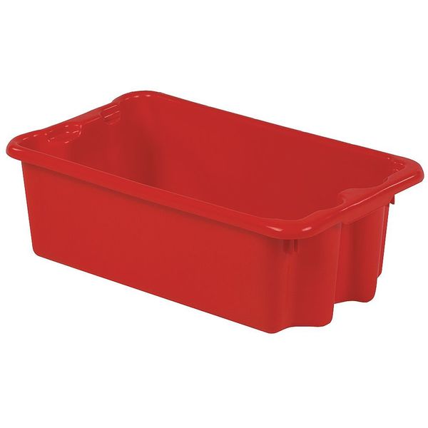 Stack & Nest Bin,  Red,  Plastic,  24 in L x 14 1/8 in W x 7 7/8 in H,  65 lb Load Capacity