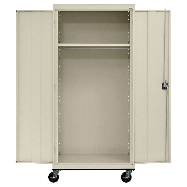 Solid Door Storage Cabinet,  36 in W,  72 in H,  24 in D,  Putty