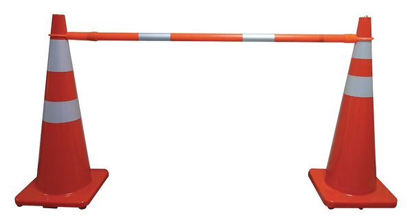 Telescoping Traffic Cone Bar,  ABS,  2 in Dia,  62-1/4 in to 104-3/4 in L,  Orange